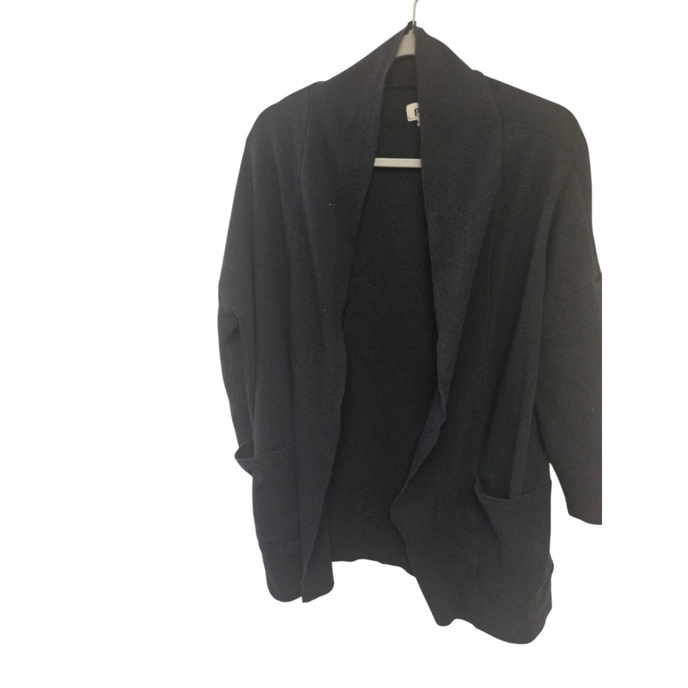 Pact Cardigan Charcoal Gray Shawl Collar Open Front Pockets XS Made in‎ India